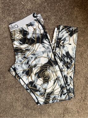 ethika Black White Gold Abstract Logo Waistband Leggings